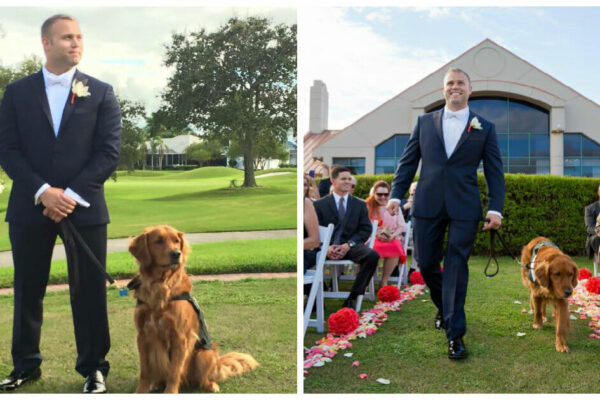 Wounded veteran gets his service dog to be the best man at his wedding