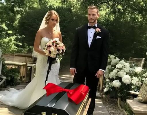 A COFFIN DECORATED WITH A BOW WAS BROUGHT TO OUR WEDDING DURING THE CEREMONY – I NEARLY FAINTED WHEN IT WAS OPENED