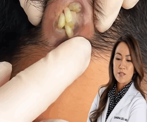 ST. Squeezing cysts on the neck