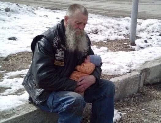 Old Biker Carried Abandoned Heart Baby Through Blizzard When Everyone Else Gave Up