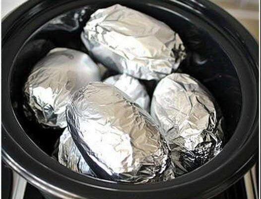 Wrap potatoes in tin foil and put in crock pot. Enjoy this lip-smacking result