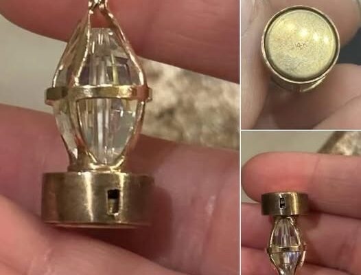\”I came across a small, gold-colored item about an inch long, stamped 14K on the bottom. It’s lightweight, and the bottom piece clicks in and moves. The bottom is magnetic, but the top isn’t. It has a crystal in the center. I found it while thrifting among a bag of random items. Any ideas what it is?\” More details in the comments below…⬇